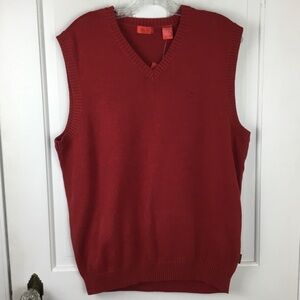 IZOD Men’s Red V-Neck Sweater Vest Size M NWT